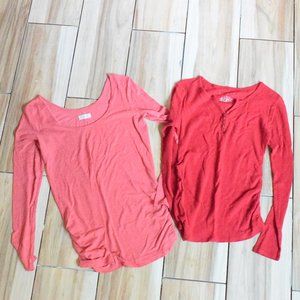 Lot of 2 S Long Sleeved Thermal Maternity Shirts